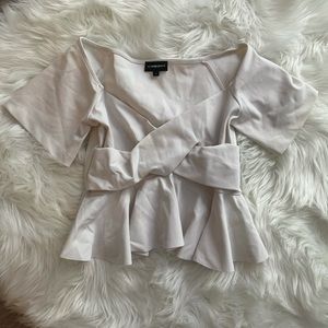 Carbon 38 cross over crop peplum top